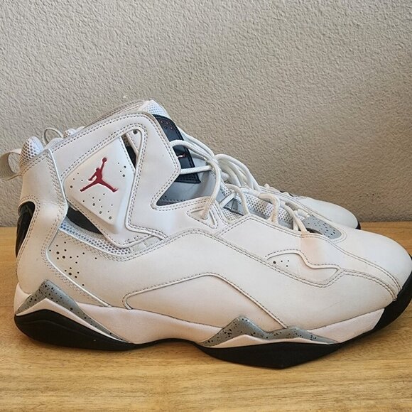 Air Jordan True Flight White Cement Basketball Sneakers 342964-104 Mens 12